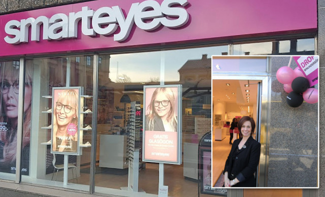 Petra edlander hälsar välkommen till Smarteyes butik i Gävle